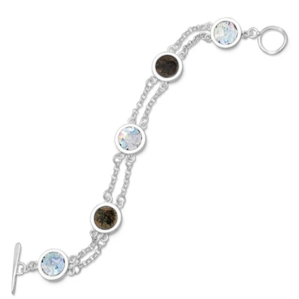Toggle Bracelet Roman Glass Ancient Roman Coin